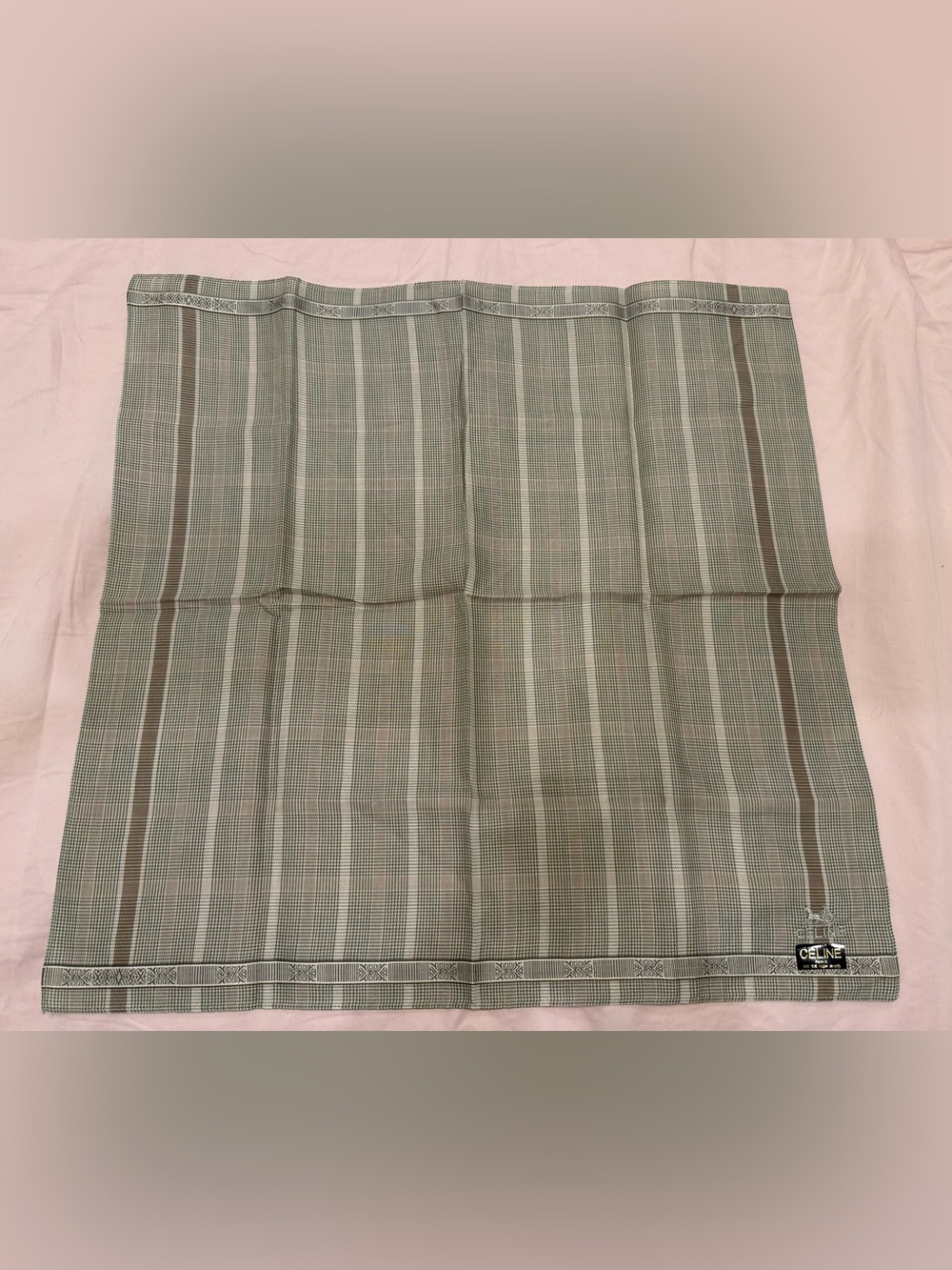 Vintage Céline Plaid Pocket Square / Handkerchief